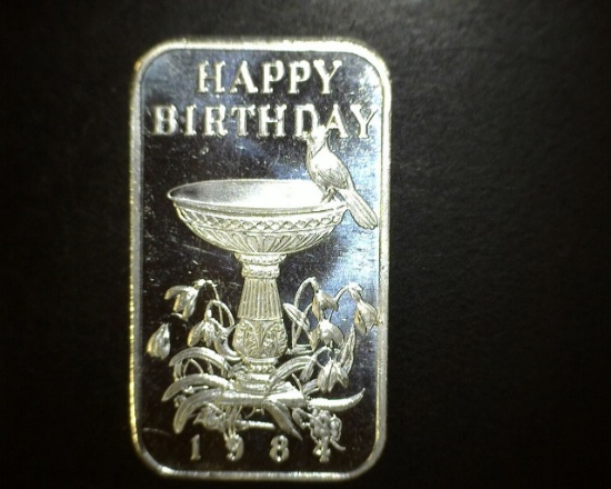 1984 1 oz. Silver Happy Birthday Bar