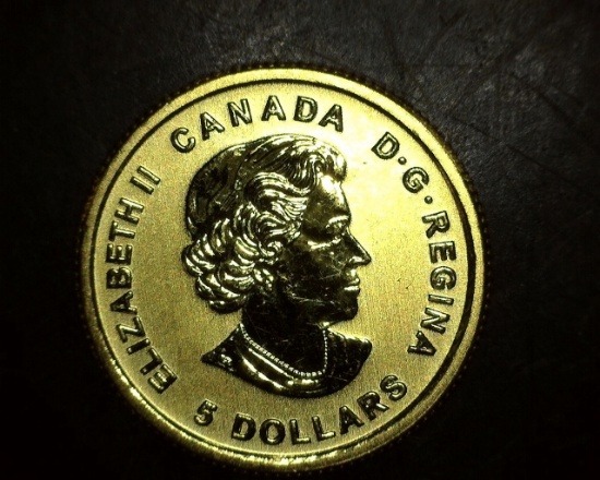 2016 $5 Gold Canada 1/10 oz GEM BU