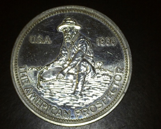 1986 The American Prospector 1 oz. Silver Round Engelhard