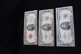 1928-1953-1963 $5 Red Seal Notes