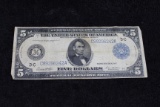 1914 $5 Silver Certificate - Federal Reserve Large Note