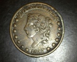 1837 Not One Cent Millions For Defense Hard Times Token VF