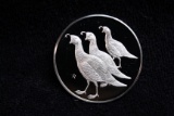 1973 Franklin Mint California Quail #32 Robert's Birds Proof .925 2.3 oz. Silver Art Medal