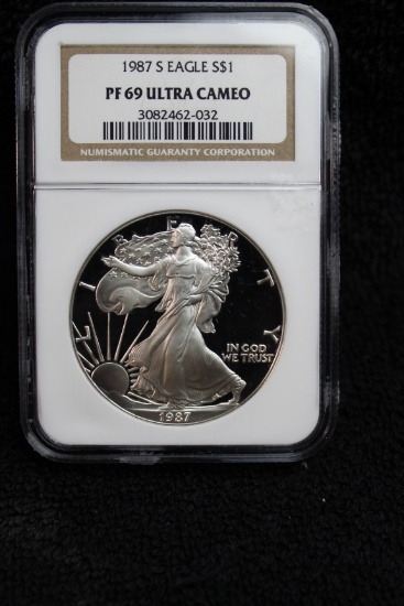 1987 - S - 1 oz. Silver American Eagle PF 69 Ultra Cameo NGC