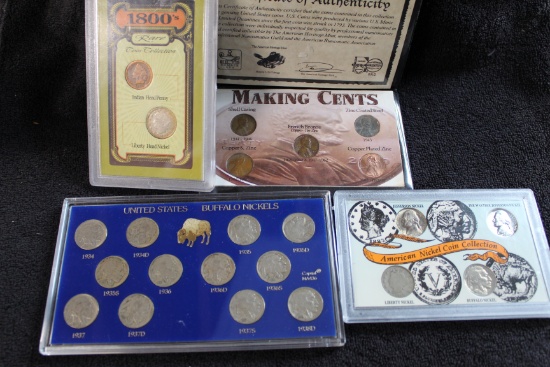 Lot of 4 Collections --Making Cents-1800's-Buffalo Nickels-American Nickel Coin Collection