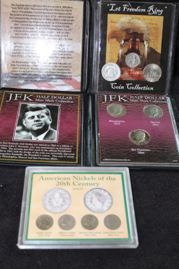 Lot of 3 Collections -- JFK Mint Mark-Let Freedom Ring--American Nickels of the 20th Century