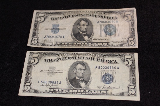 1934 & 1953 $5 Silver Certificates