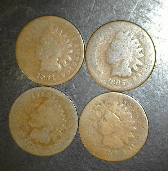 1864-1865-1866-1867 Indian Head Cents