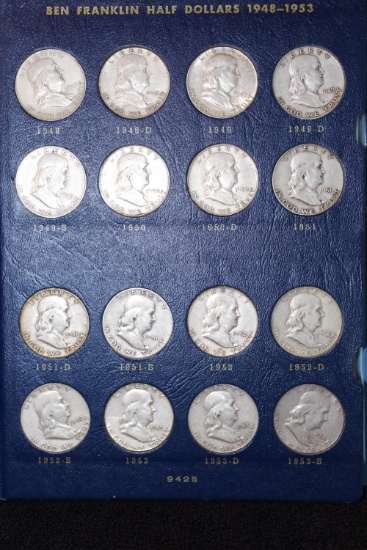 Complete Collection Franklin Halves 1948-1963 Circ-AU 35 coins