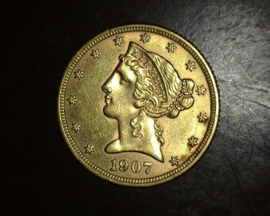 1907 D $5 Gold