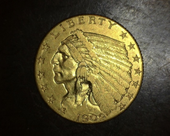 1909 $2 1/2 Gold Indian EF