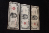 1928-1953-1963 $5 Red Seal Notes