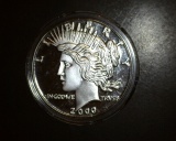 2000 Peace Dollar 100 mil Silver Round Proof