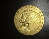 1908 $2 1/2 Gold Indian EF+
