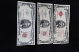 1928-1953-1963 $5 Red Seal Notes