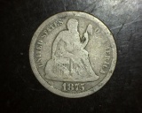 1875 Seated Dime VG