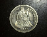 1890 Seated Dime VG/F