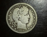 1915 D Barber Quarter VG