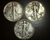 1941 p+d+s Walking Liberty Halves