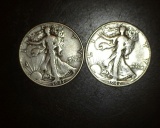 1947 p+d Walking Liberty Halves