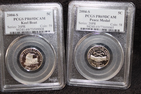2004 S Jefferson Nickels Peace Medal & Keel Boat PR69DCAM PCGS