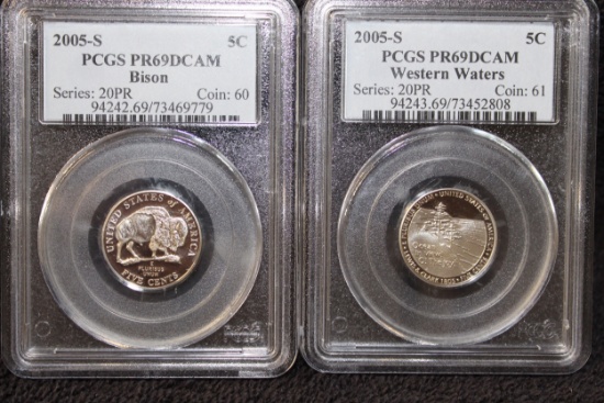 2005 S Jefferson Nickels Bison & Western Waters PR69DCAM PCGS