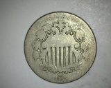 1867 Shield Nickel NO Rays