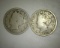 1883 W/C & 1883 NC Liberty Head V Nickels
