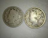 1883 W/C & 1883 NC Liberty Head V Nickels