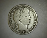 1911 D Barber Half Dollar VG/F