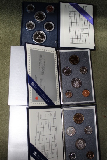 1987-1989-1990 Canada Specimen Sets Royal Canadian Mint OGP