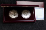 1999 2 pc Dolley Madison Silver Commemorative Dollars PROOF BOX & COA
