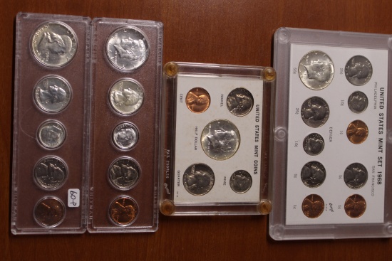 4 Mint Sets -- 1968 10 Coin P&D BU- 1965 5 Coin BU- 1964 P 5 Coin BU- 1960 P 5 Coin BU