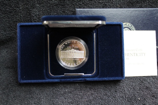 1992-w White House 200th Anniversary Silver Dollar Proof Box & COA