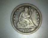 1857 Seated Liberty Quarter VF+