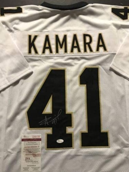 Autographed/Signed Alvin Kamara New Orleans White Football Jersey JSA COA