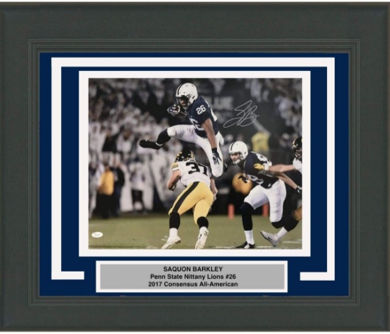 Framed Autographed/Signed Saquon Barkley Penn State Nittany Lions 16x20 Football Photo JSA COA #3