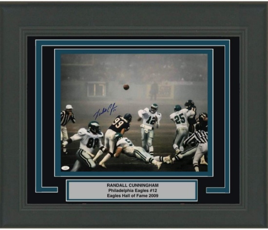 Framed Autographed Randall Cunningham Fog Bowl Philadelphia Eagles 16x20 Football Photo JSA COA
