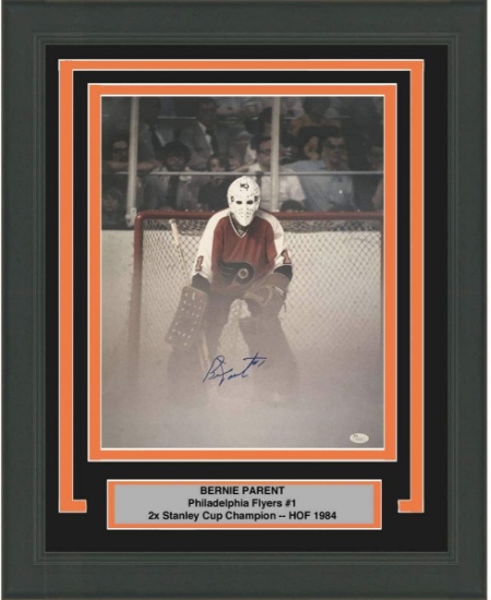 Framed Autographed/Signed Bernie Parent Fog Philadelphia Flyers 16x20 Hockey Photo JSA COA