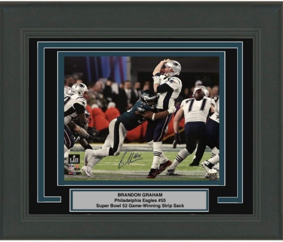 Framed Signed Brandon Graham Philadelphia Eagles Super Bowl LII Champs 16x20 Football Photo JSA COA