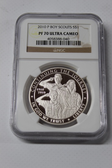 2010 P Boy Scouts Silver Dollar PF 70 ULTRA CAMEO NGC THE PERFECT COIN