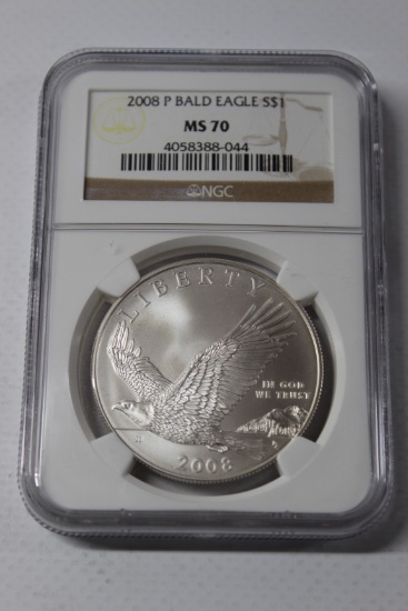 2008 P Bald Eagle Silver Dollar MS 70 NGC THE PERFECT COIN