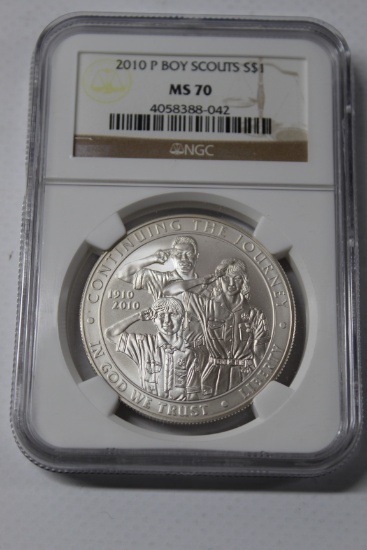 2010 Boy Scouts Silver Dollar MS 70 NGC THE PERFECT COIN