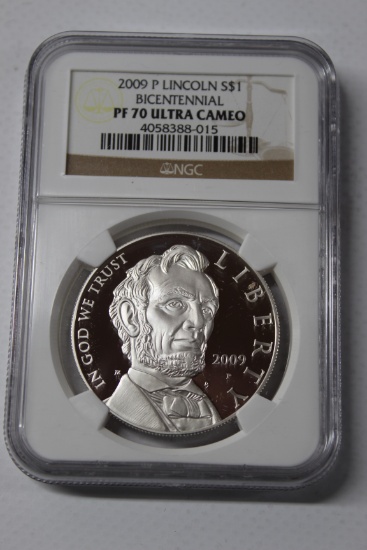 2009 P Abraham Lincoln Bicentennial Silver Dollar PF 70 ULTRA CAMEO NGC THE PERFECT COIN
