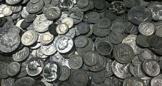 $10 Face 90% Silver Mixed Coin Lot Dollars-Halves-Quarters-Dimes