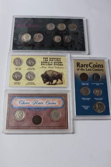4 Coin Sets- Shifting Mint Marks- Historic Buffalo Nickels-Three Rare Coins- Last Century Rare Coins