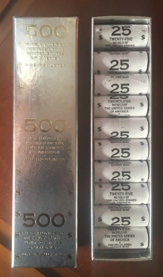 500 UNCIRCULATED NICKELS 2006 Monticello Nickels 20 Rolls RARE