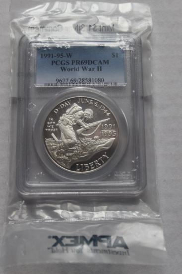 1991-95 W World War II Silver Dollar PR69DCAM PCGS