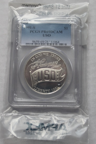 1991 S USO Silver Dollar PR69DCAM PCGS