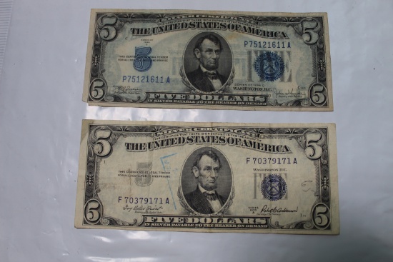 1934 & 1953 $5 Silver Certificates